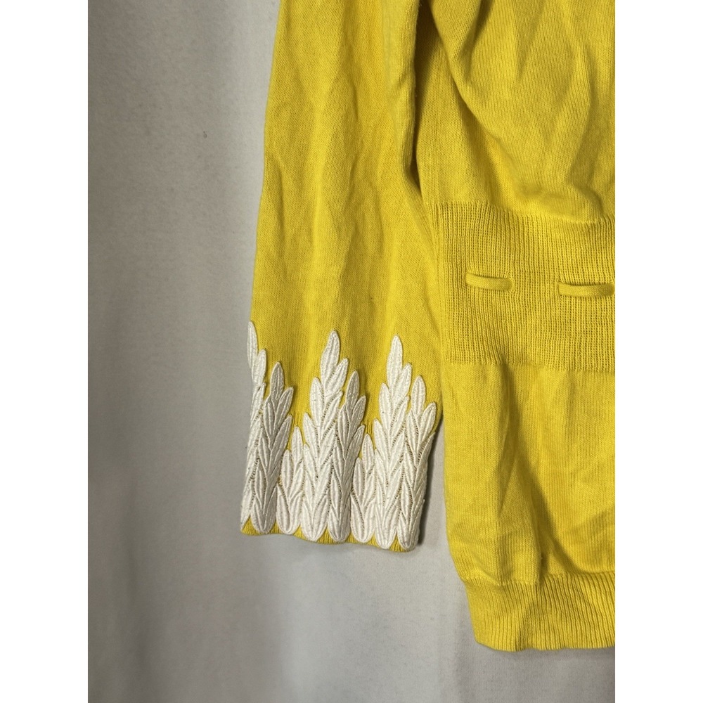 Moth Anthropologie Women's Size M Wisteria Cardigan Sweater Yellow Embroidered - Picture 2 of 7